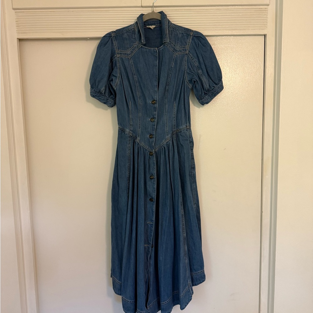 Pilcro Blue Denim Midi Dress